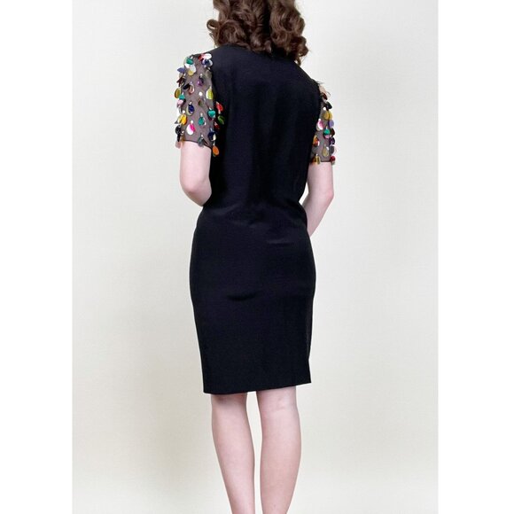 Stunning Vintage 100% Silk Sequin Beaded Midi Mini Designer Dress Wedding Guest - Picture 3 of 14